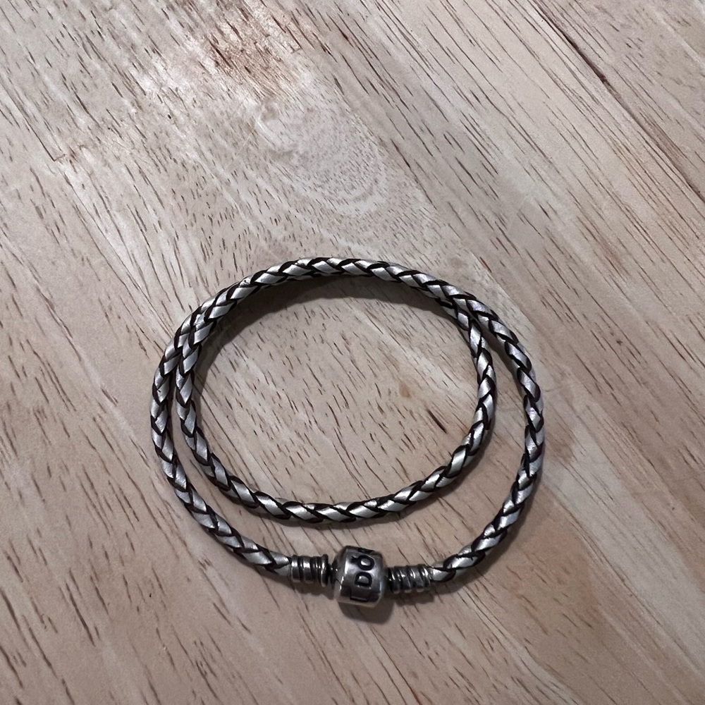 Pandora Champagne Leather Wrap Bracelet